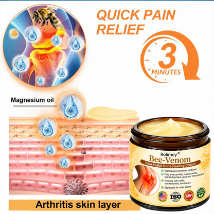 🌟👨‍⚕️🦴Official Shop:Rolimey® Bee Venom Pain Relief Bone Healing Cream 👨‍⚕️(Reduction of joint swelling, pain, stiffness, redness, heat, muscle soreness and joint fatigue)