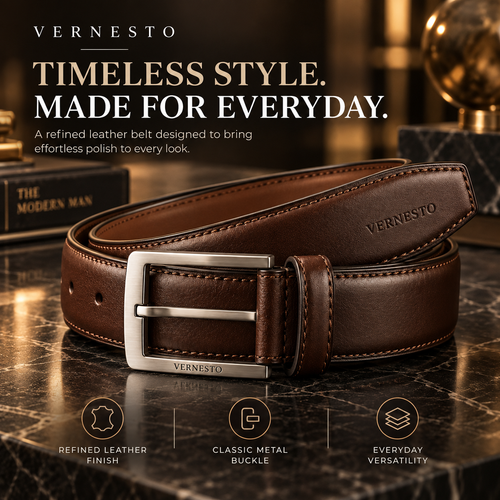 VERNESTO® Classic Brown Men’s Belt – Timeless Business & Everyday Style