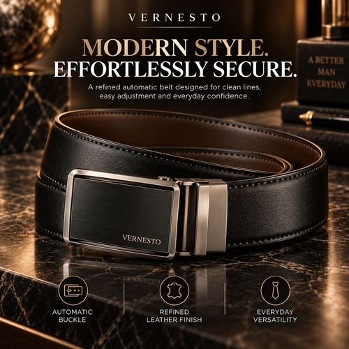 VERNESTO® Automatic Buckle Men’s Belt – Modern Business & Everyday Style