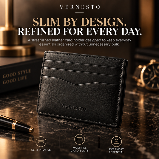 VERNESTO® Slim Black Card Holder Wallet – Minimalist Everyday Carry