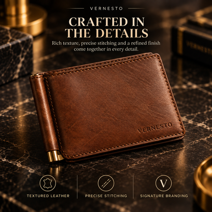 VERNESTO® Slim Brown Bifold Men’s Wallet – Refined Everyday Carry
