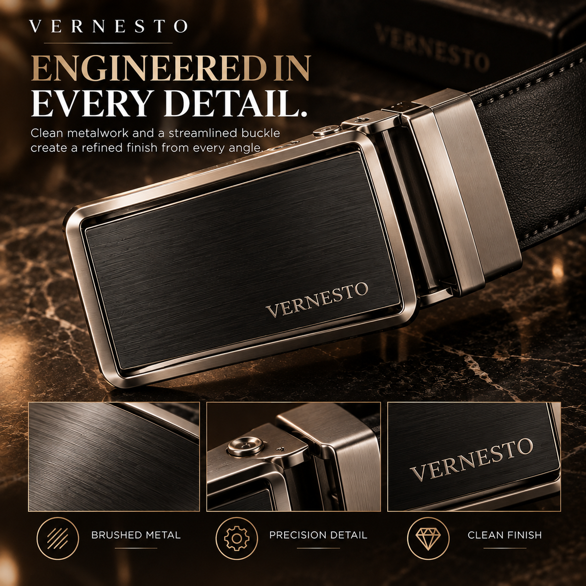 VERNESTO® Automatic Buckle Men’s Belt – Modern Business & Everyday Style