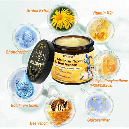 🎄🎁 Early Christmas Special|🌟Official Shop:Rolimey® Bee Venom Pain Relief Bone Healing Cream 👨‍⚕️(Reduction of joint swelling, pain, stiffness, redness, heat, muscle soreness and joint fatigue)