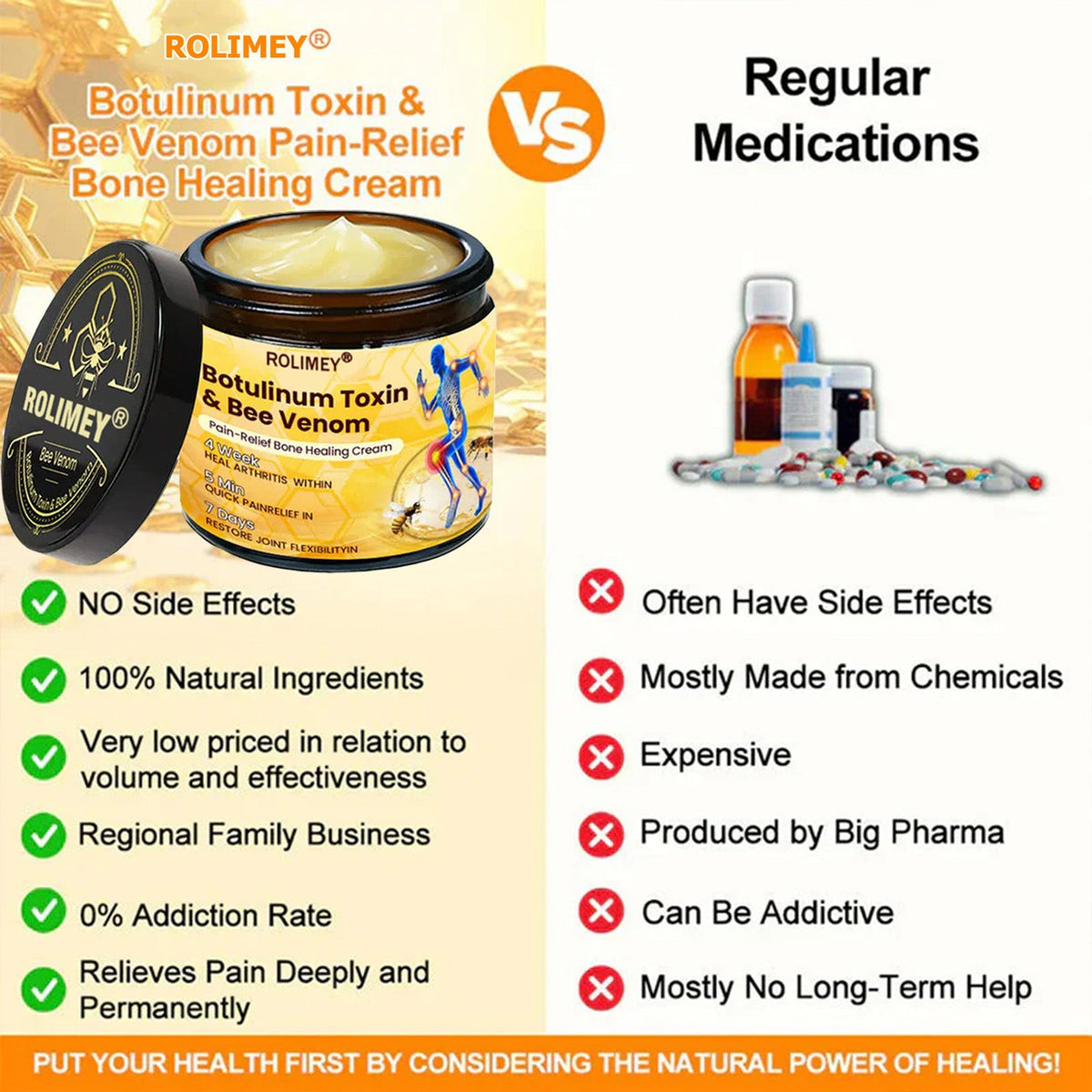 🎄🎁 Early Christmas Special|🌟Official Shop:Rolimey® Bee Venom Pain Relief Bone Healing Cream 👨‍⚕️(Reduction of joint swelling, pain, stiffness, redness, heat, muscle soreness and joint fatigue)