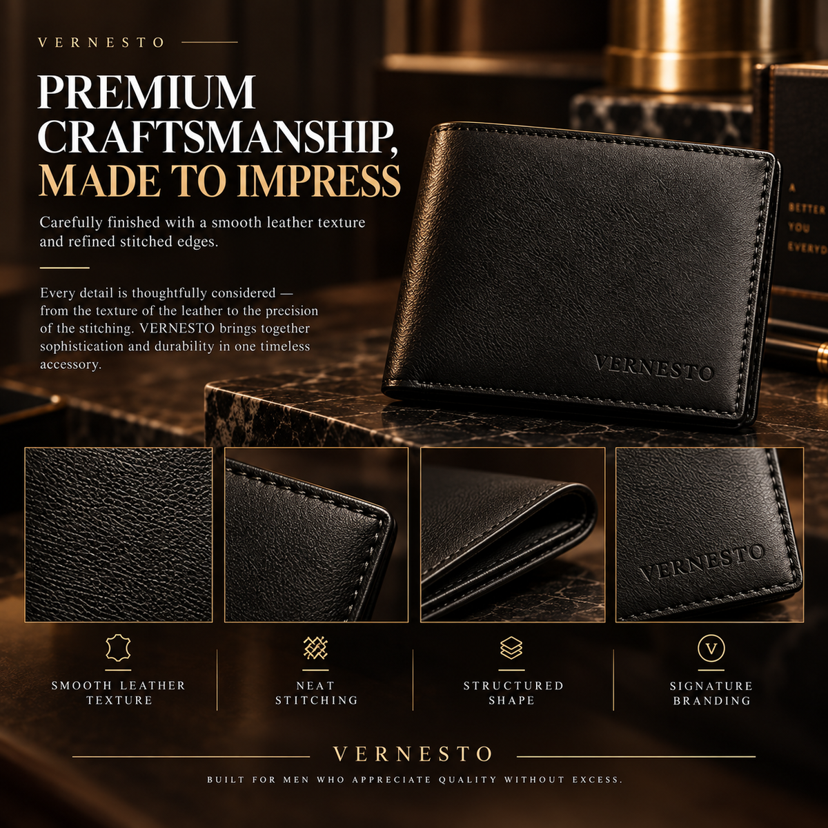 VERNESTO® Classic Slim Bifold Men’s Wallet – Refined Everyday Carry