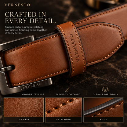 VERNESTO® Cognac Brown Men’s Belt – Refined Business & Everyday Style