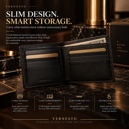 VERNESTO® Classic Slim Bifold Men’s Wallet – Refined Everyday Carry