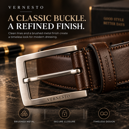 VERNESTO® Classic Brown Men’s Belt – Timeless Business & Everyday Style