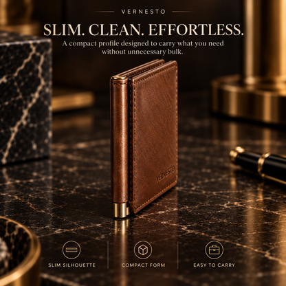 VERNESTO® Slim Brown Bifold Men’s Wallet – Refined Everyday Carry