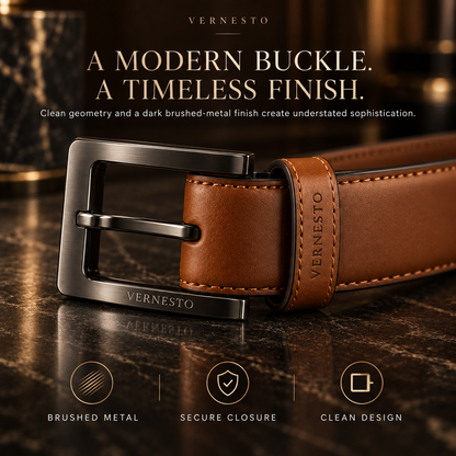 VERNESTO® Cognac Brown Men’s Belt – Refined Business & Everyday Style