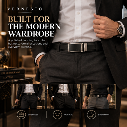 VERNESTO® Automatic Buckle Men’s Belt – Modern Business & Everyday Style