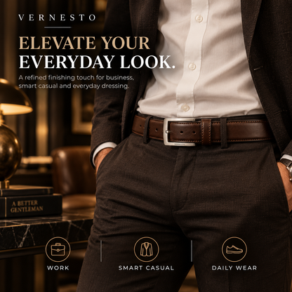 VERNESTO® Classic Brown Men’s Belt – Timeless Business & Everyday Style