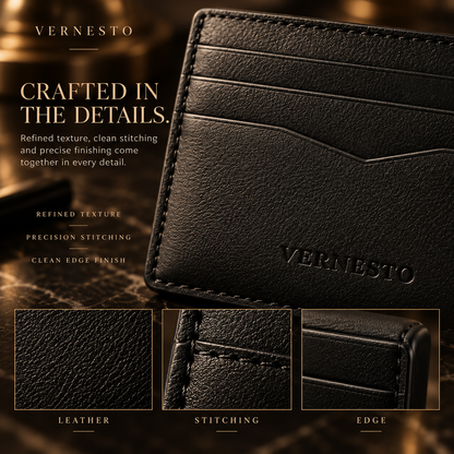 VERNESTO® Slim Black Card Holder Wallet – Minimalist Everyday Carry