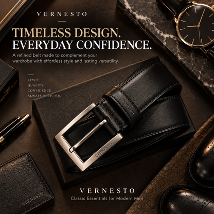 VERNESTO® Classic Leather Belt for Men – Timeless Business & Everyday Style