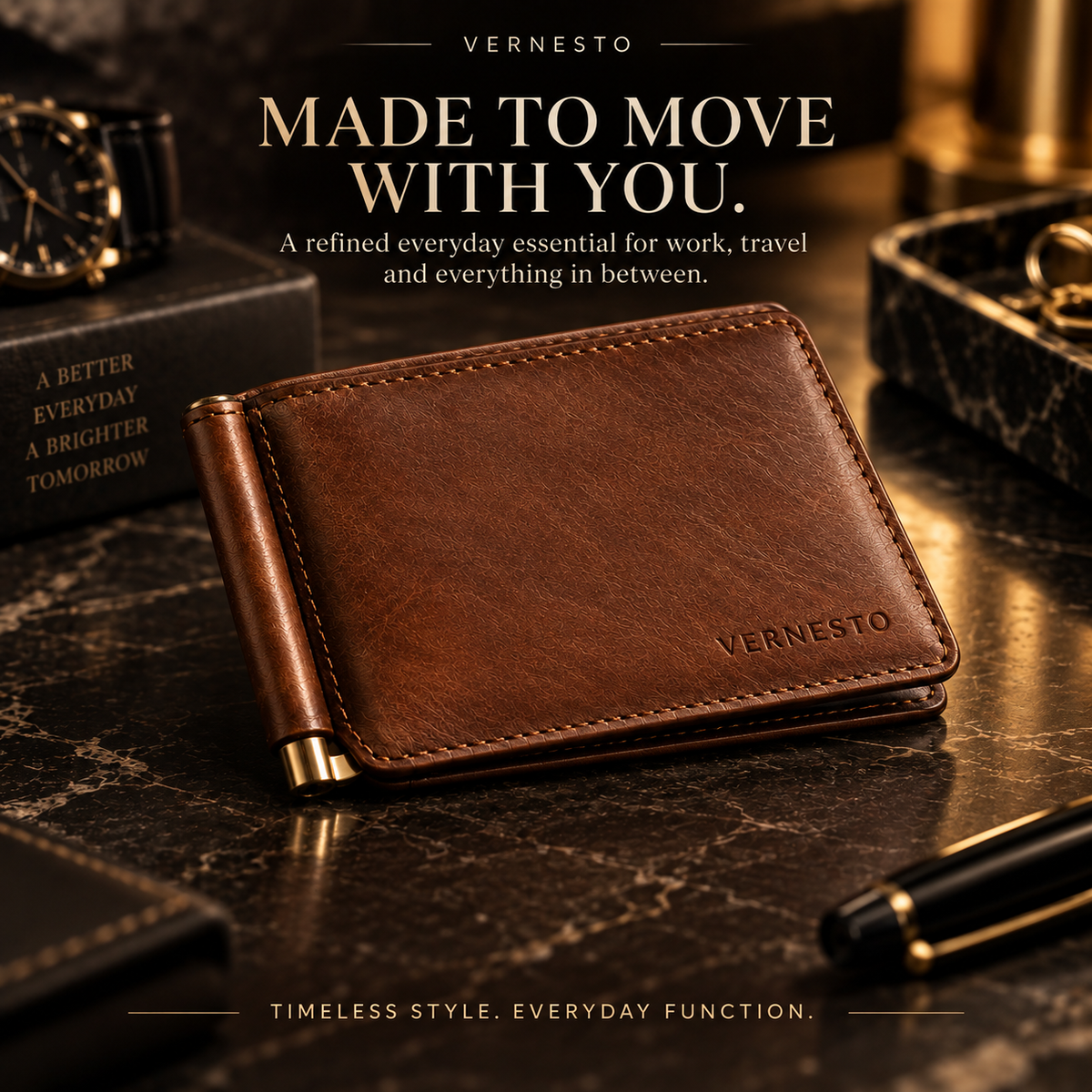 VERNESTO® Slim Brown Bifold Men’s Wallet – Refined Everyday Carry