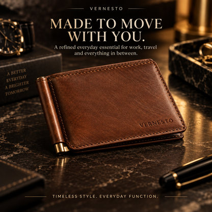 VERNESTO® Slim Brown Bifold Men’s Wallet – Refined Everyday Carry