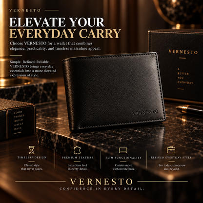 VERNESTO® Classic Slim Bifold Men’s Wallet – Refined Everyday Carry
