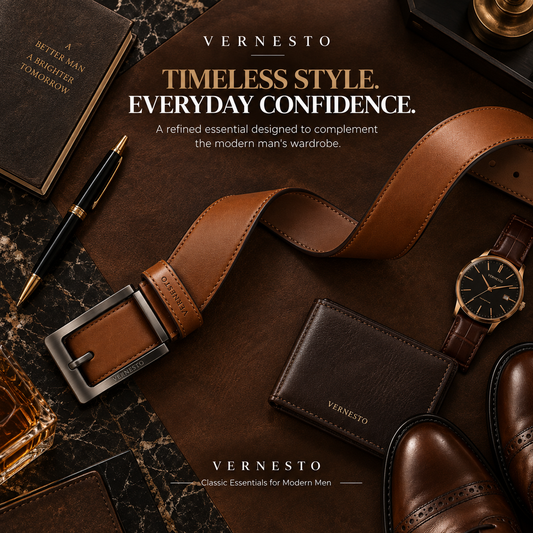 VERNESTO® Cognac Brown Men’s Belt – Refined Business & Everyday Style