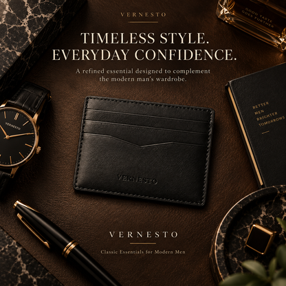 VERNESTO® Slim Black Card Holder Wallet – Minimalist Everyday Carry