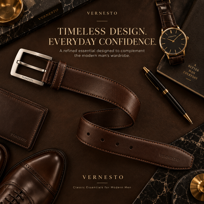 VERNESTO® Classic Brown Men’s Belt – Timeless Business & Everyday Style
