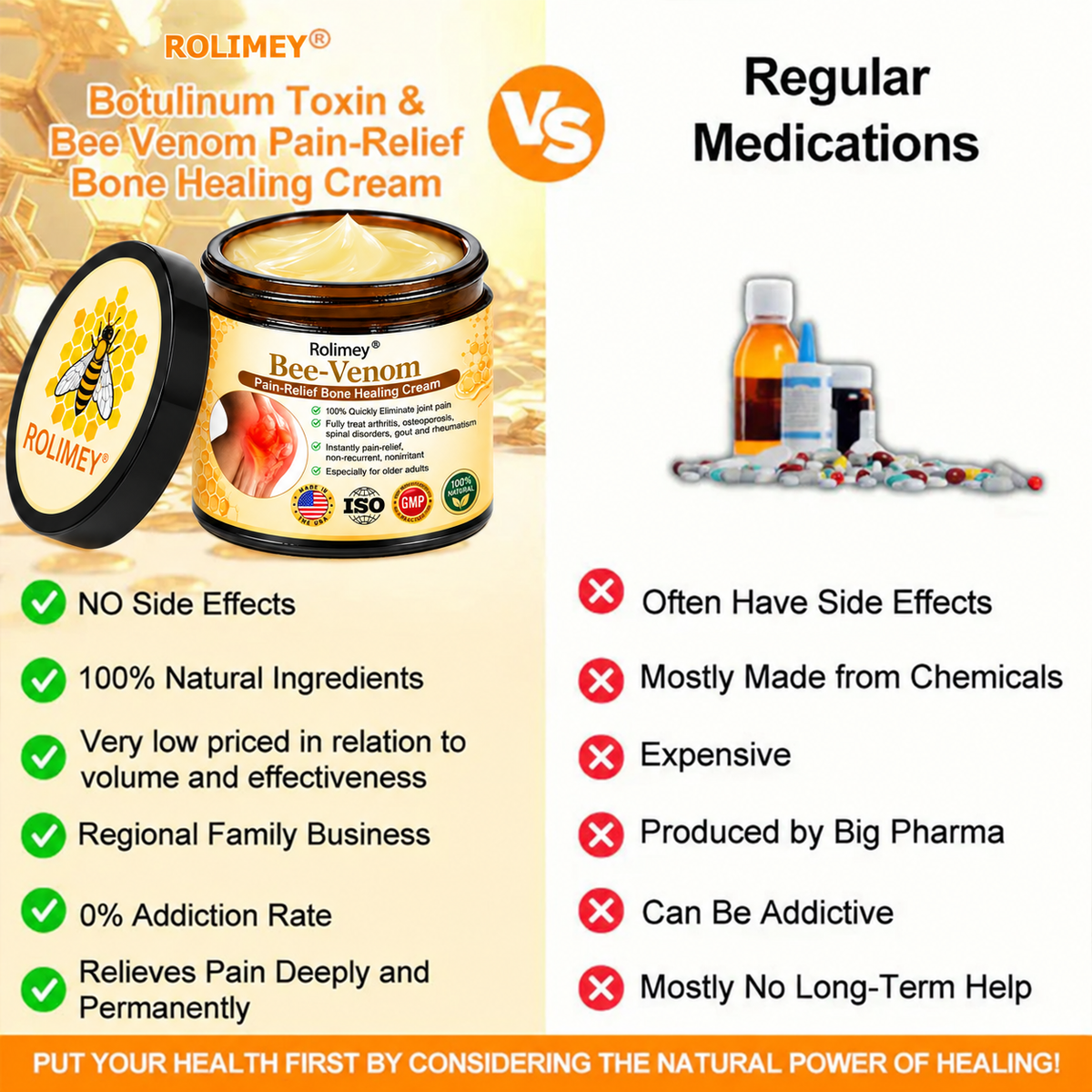 🎁👨‍⚕️Official Shop:Rolimey® Bee Venom Pain Relief Bone Healing Cream 👨‍⚕️(Reduction of joint swelling, pain, stiffness, redness, heat, muscle soreness and joint fatigue)