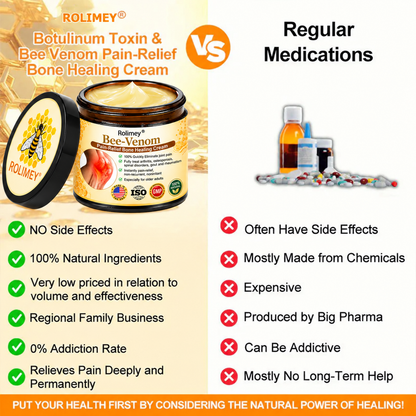 🎁👨‍⚕️Official Shop:Rolimey® Bee Venom Pain Relief Bone Healing Cream 👨‍⚕️(Reduction of joint swelling, pain, stiffness, redness, heat, muscle soreness and joint fatigue)