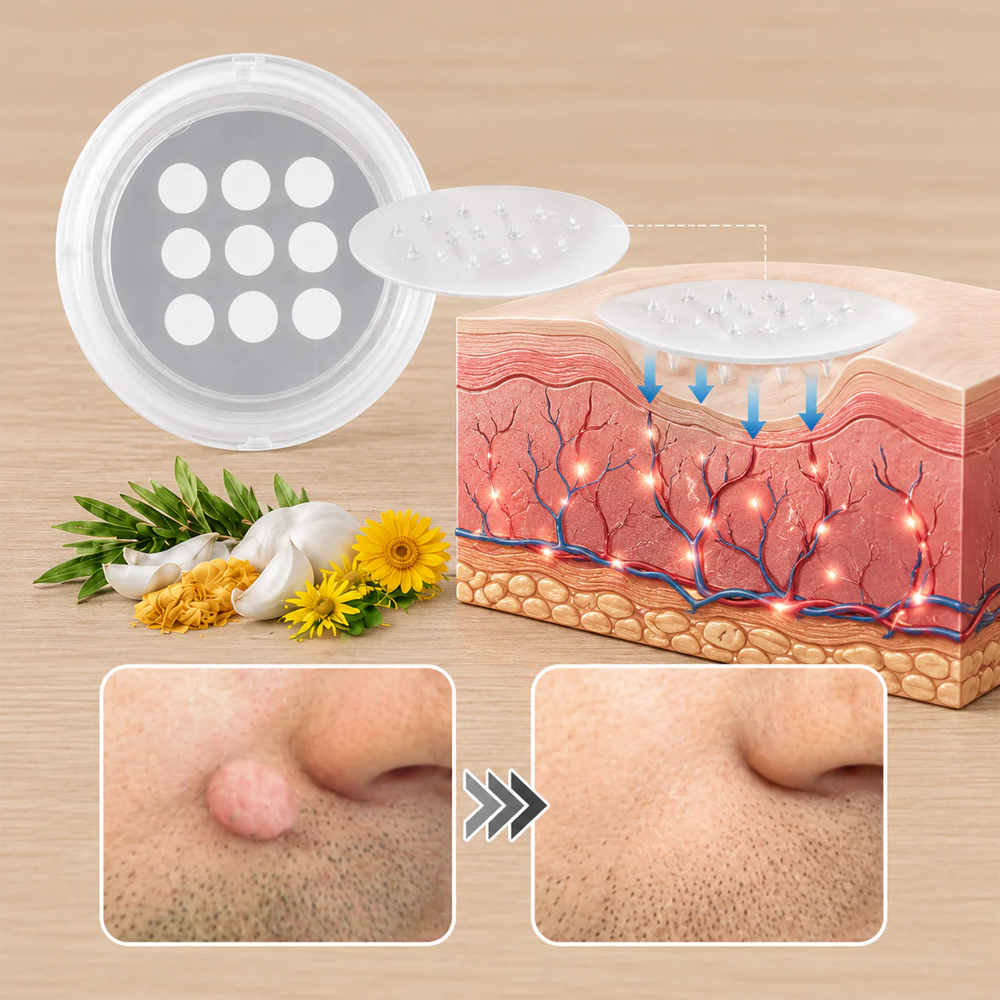 💝GFOUK® 2-in-1 Microneedle & Hydrocolloid Patch🍀 | Removes raised moles, acne, flat warts, and skin tags | Invisible patches for face and body
