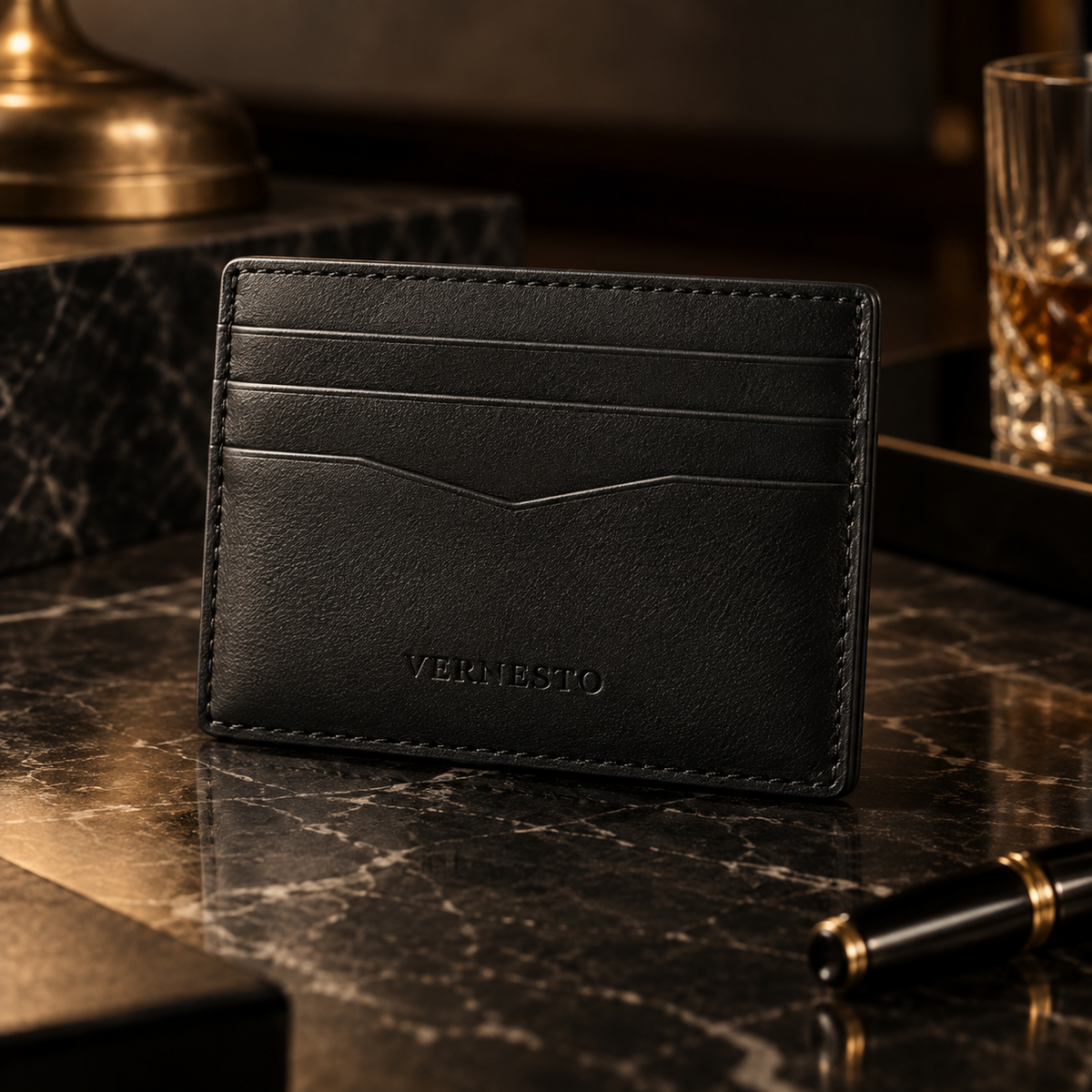 VERNESTO® Slim Black Card Holder Wallet – Minimalist Everyday Carry