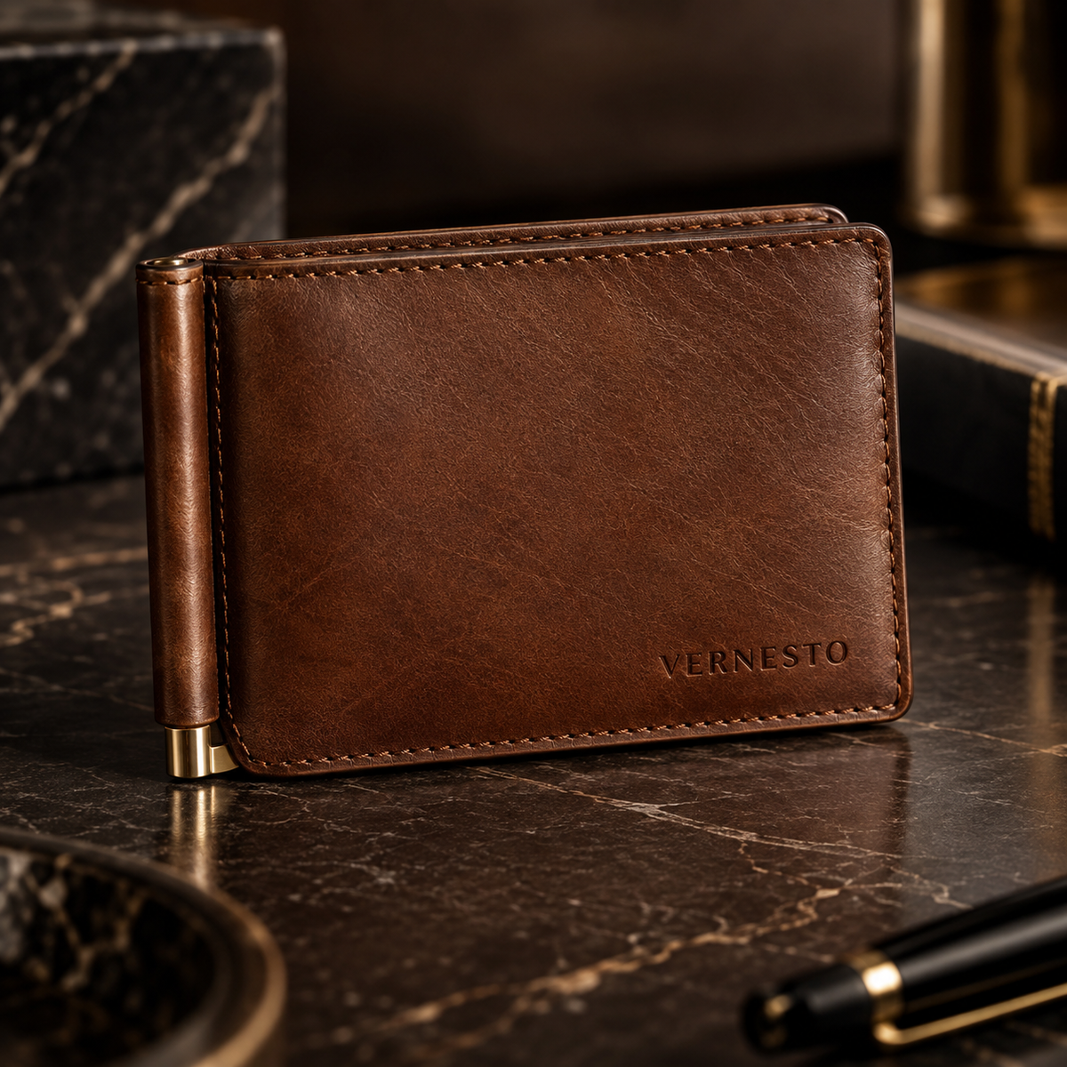 VERNESTO® Slim Brown Bifold Men’s Wallet – Refined Everyday Carry