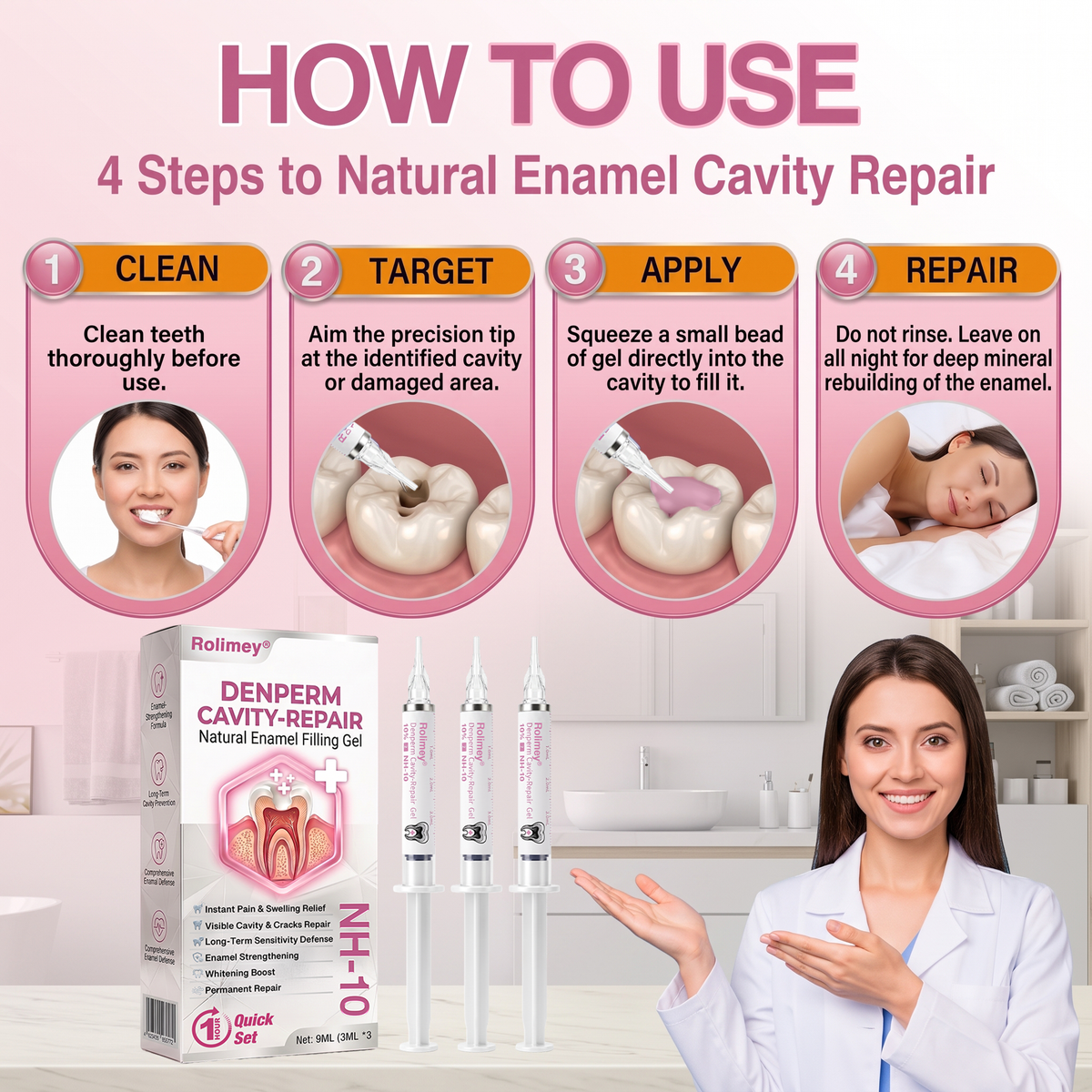 🇺🇸👩‍⚕️🦷😊Rolimey® DenPerm Cavity-Repair Natural Enamel Filling Gel